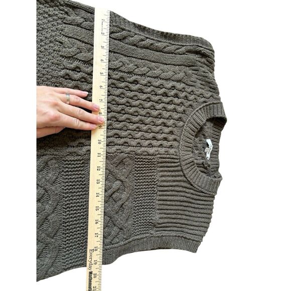 Madewell Patchwork Knit Sweater Vest size S Olive Green Cable - Picture 5 of 7